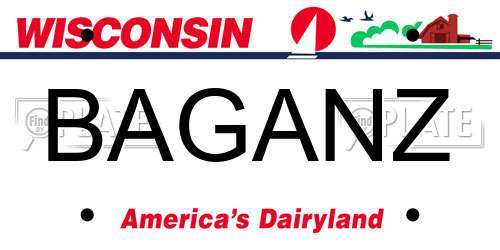BAGANZ Wisconsin License Plate