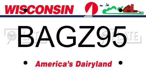 BAGZ95 Wisconsin License Plate