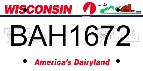 BAH1672 Wisconsin License Plate