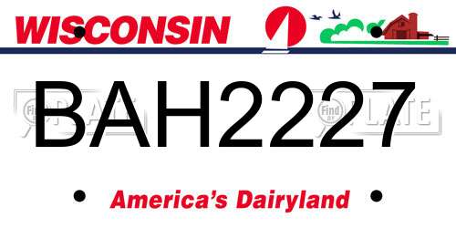 BAH2227 Wisconsin License Plate
