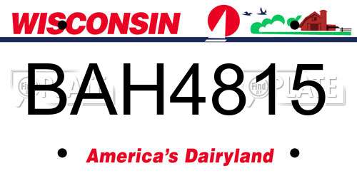BAH4815 Wisconsin License Plate