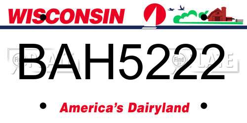 BAH5222 Wisconsin License Plate