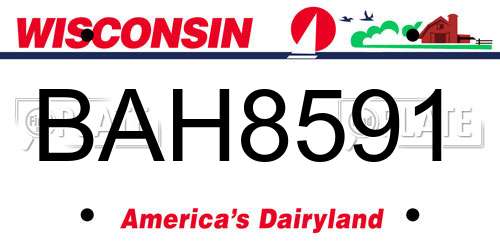 BAH8591 Wisconsin License Plate