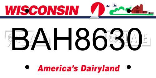BAH8630 Wisconsin License Plate