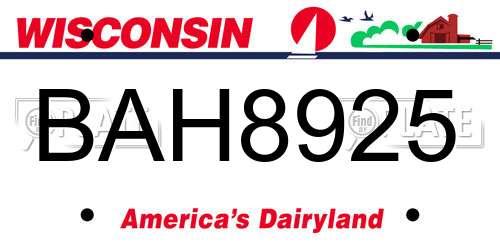 BAH8925 Wisconsin License Plate