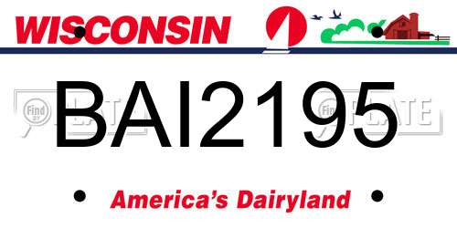 BAI2195 Wisconsin License Plate