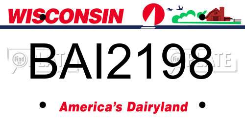 BAI2198 Wisconsin License Plate