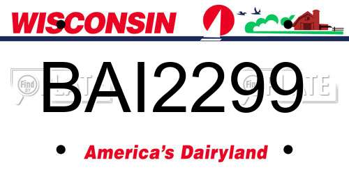 BAI2299 Wisconsin License Plate