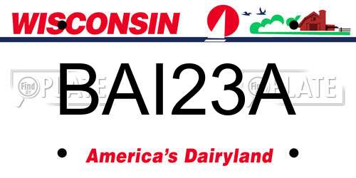 BAI23A Wisconsin License Plate