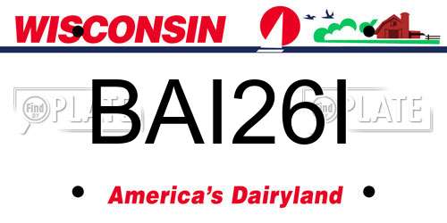 BAI26I Wisconsin License Plate