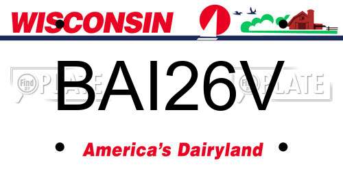 BAI26V Wisconsin License Plate