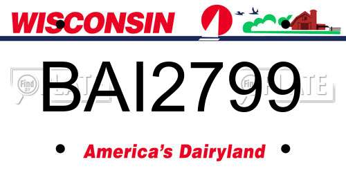 BAI2799 Wisconsin License Plate