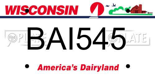 BAI545 Wisconsin License Plate
