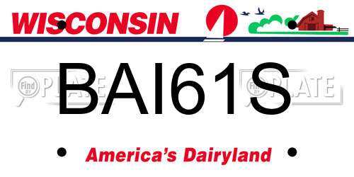 BAI61S Wisconsin License Plate