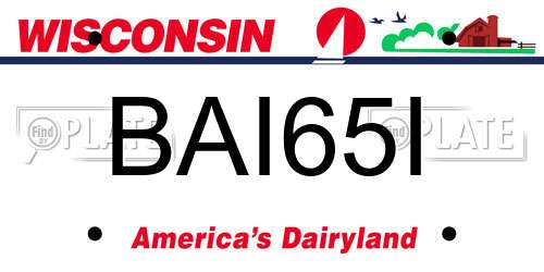 BAI65I Wisconsin License Plate