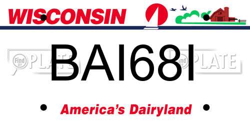 BAI68I Wisconsin License Plate