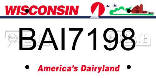 BAI7198 Wisconsin License Plate