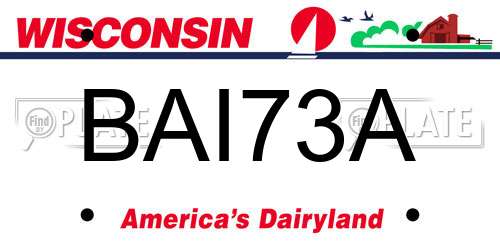 BAI73A Wisconsin License Plate