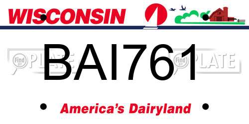BAI761 Wisconsin License Plate