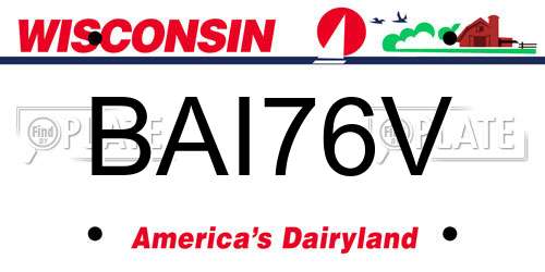 BAI76V Wisconsin License Plate