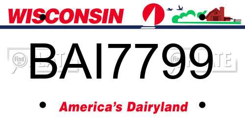 BAI7799 Wisconsin License Plate