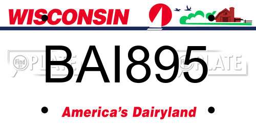 BAI895 Wisconsin License Plate