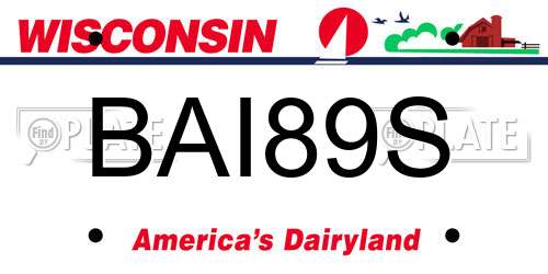 BAI89S Wisconsin License Plate