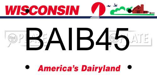 BAIB45 Wisconsin License Plate