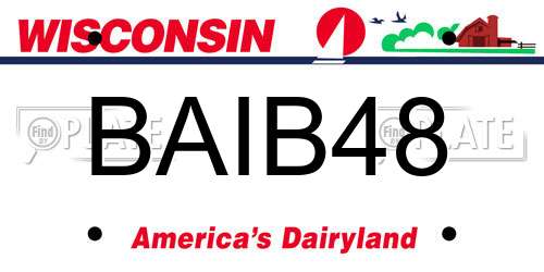 BAIB48 Wisconsin License Plate