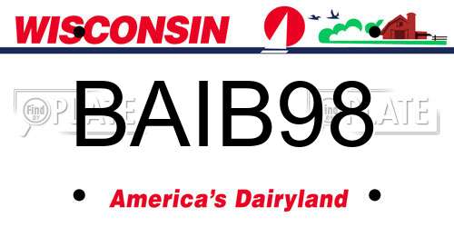 BAIB98 Wisconsin License Plate