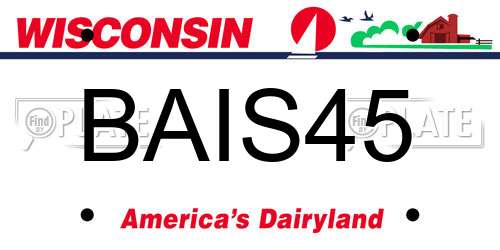BAIS45 Wisconsin License Plate