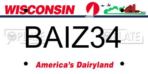 BAIZ34 Wisconsin License Plate