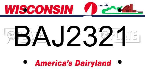 BAJ2321 Wisconsin License Plate
