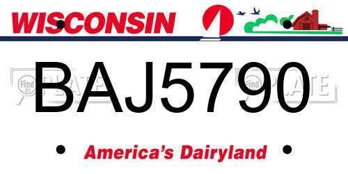 BAJ5790 Wisconsin License Plate