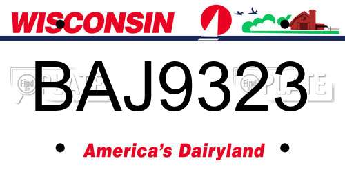 BAJ9323 Wisconsin License Plate