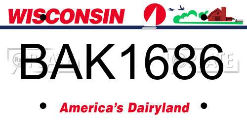 BAK1686 Wisconsin License Plate