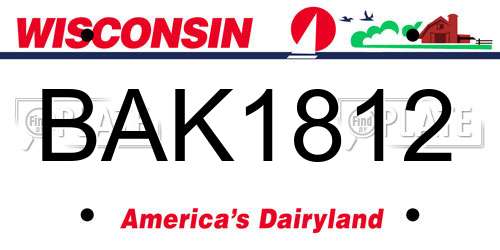 BAK1812 Wisconsin License Plate