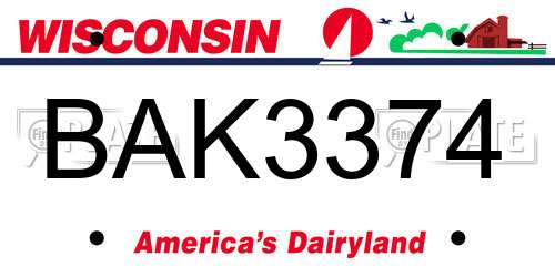 BAK3374 Wisconsin License Plate
