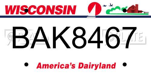 BAK8467 Wisconsin License Plate