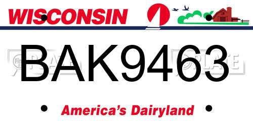 BAK9463 Wisconsin License Plate