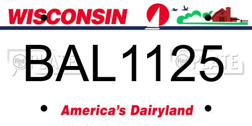 BAL1125 Wisconsin License Plate