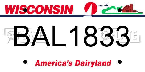 BAL1833 Wisconsin License Plate