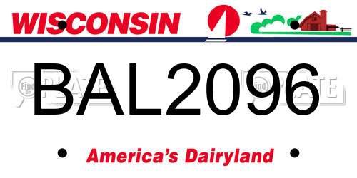 BAL2096 Wisconsin License Plate