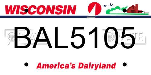 BAL5105 Wisconsin License Plate
