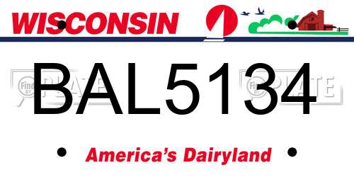 BAL5134 Wisconsin License Plate