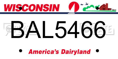 BAL5466 Wisconsin License Plate
