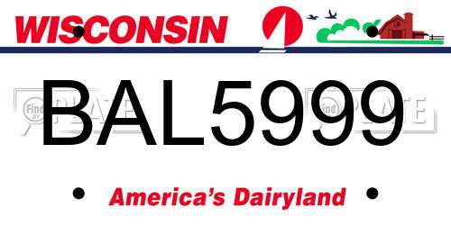 BAL5999 Wisconsin License Plate