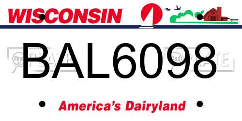 BAL6098 Wisconsin License Plate
