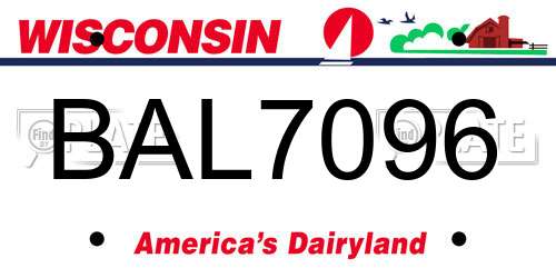 BAL7096 Wisconsin License Plate