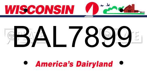BAL7899 Wisconsin License Plate